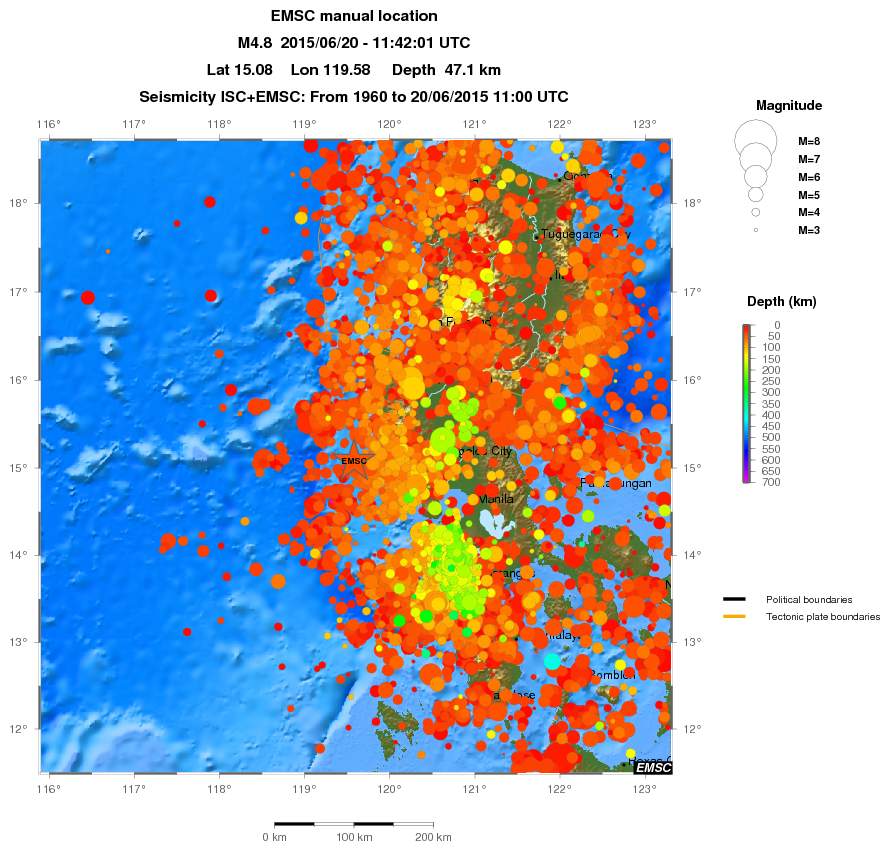 regional depth historical seismicity