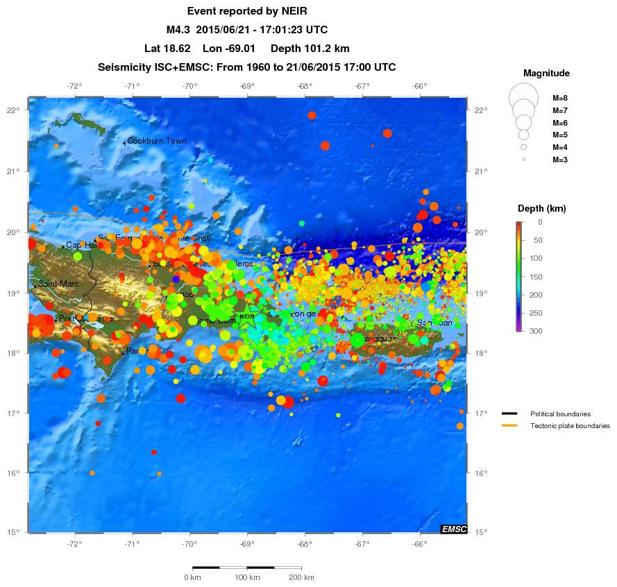regional depth historical seismicity