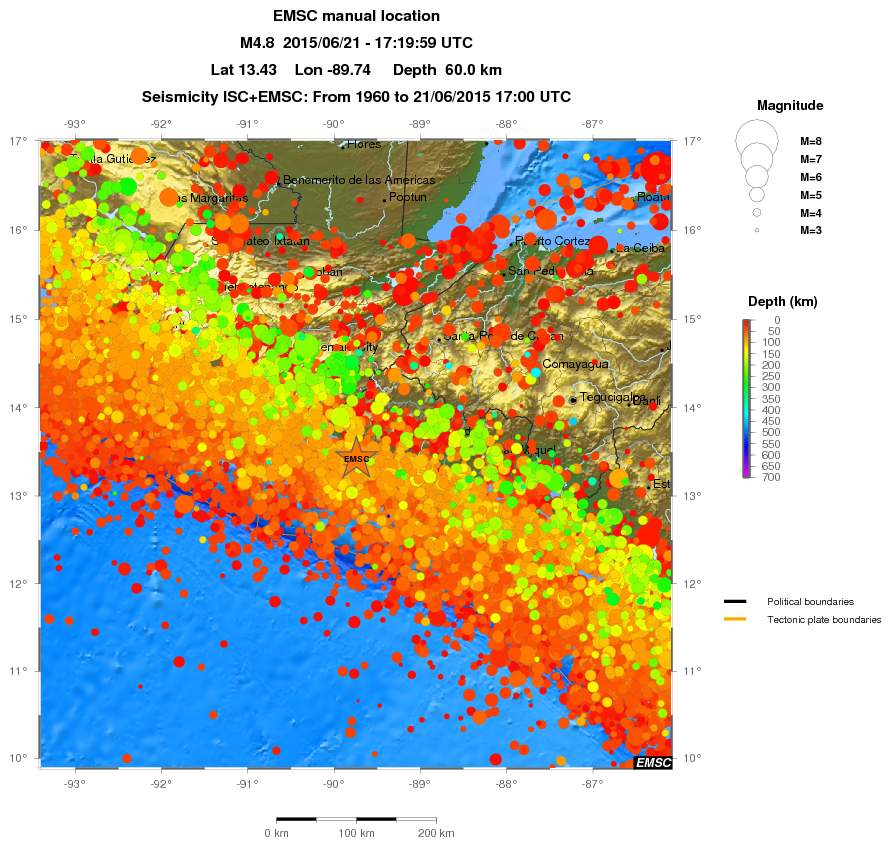 regional depth historical seismicity