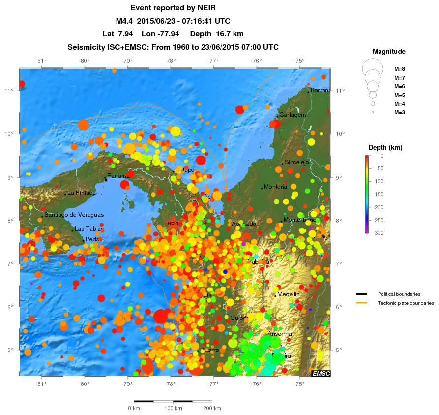 regional depth historical seismicity