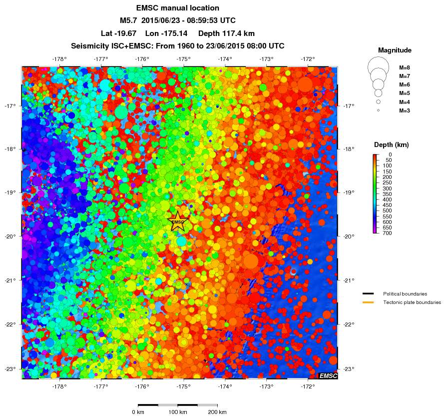 regional depth historical seismicity