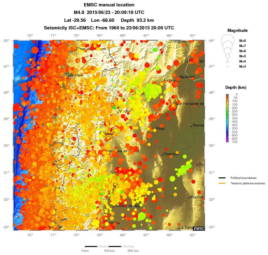 regional depth historical seismicity