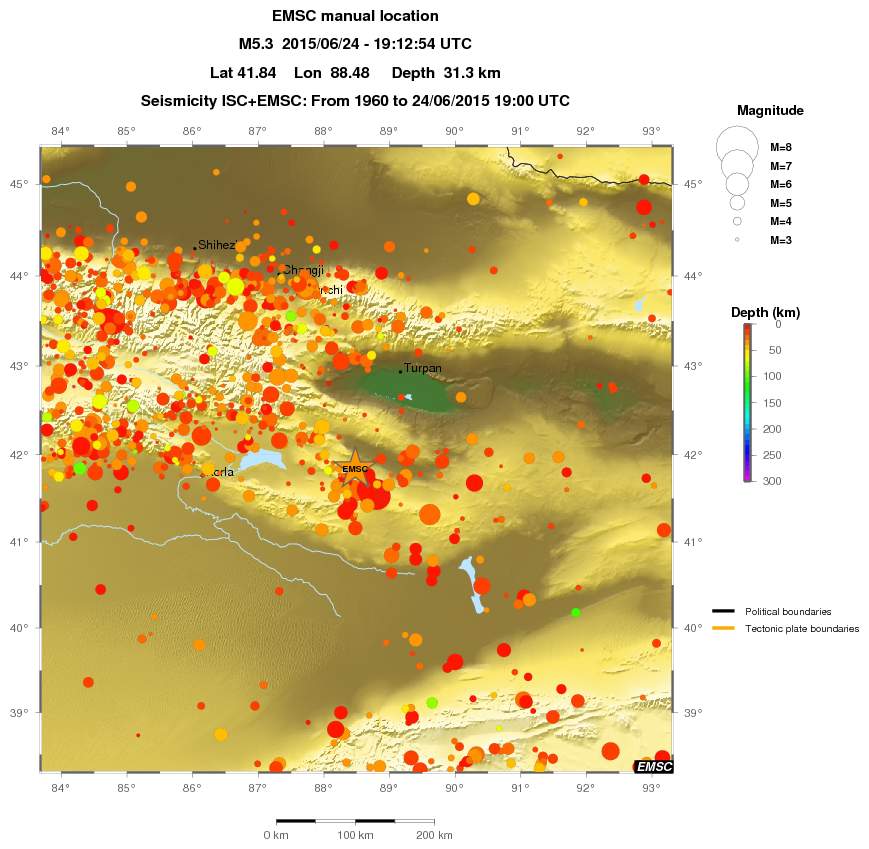 regional depth historical seismicity