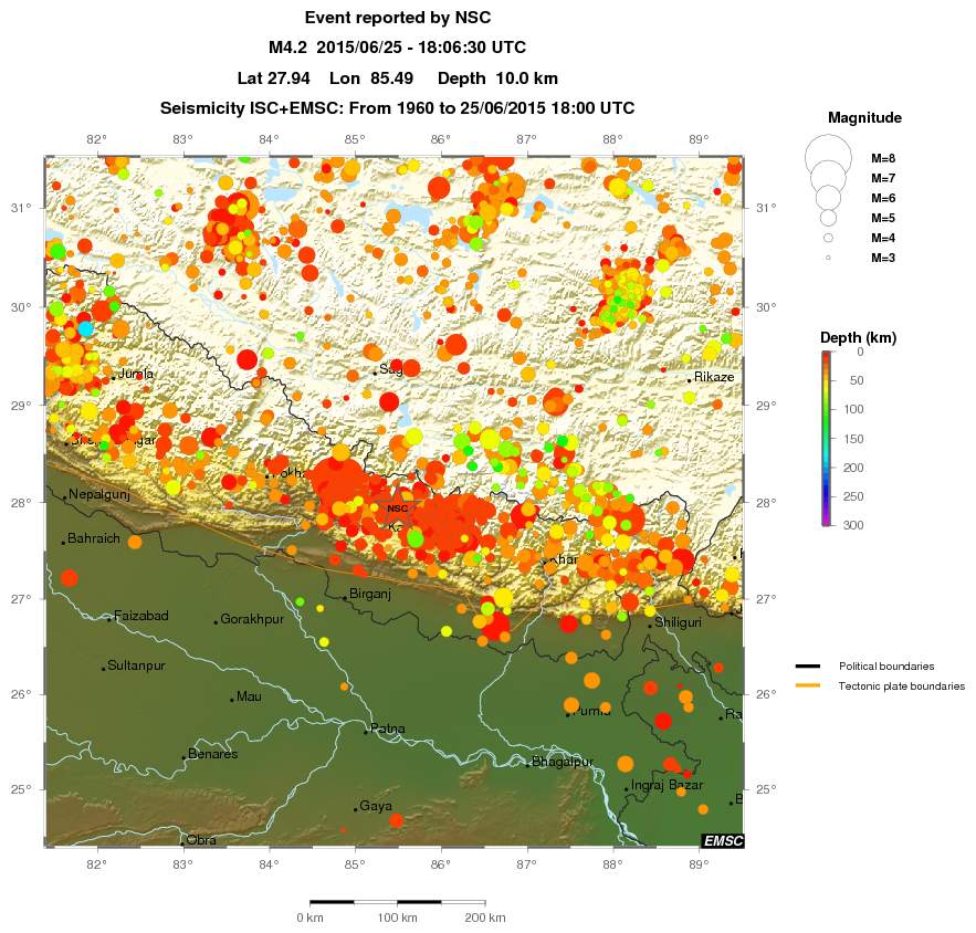 regional depth historical seismicity