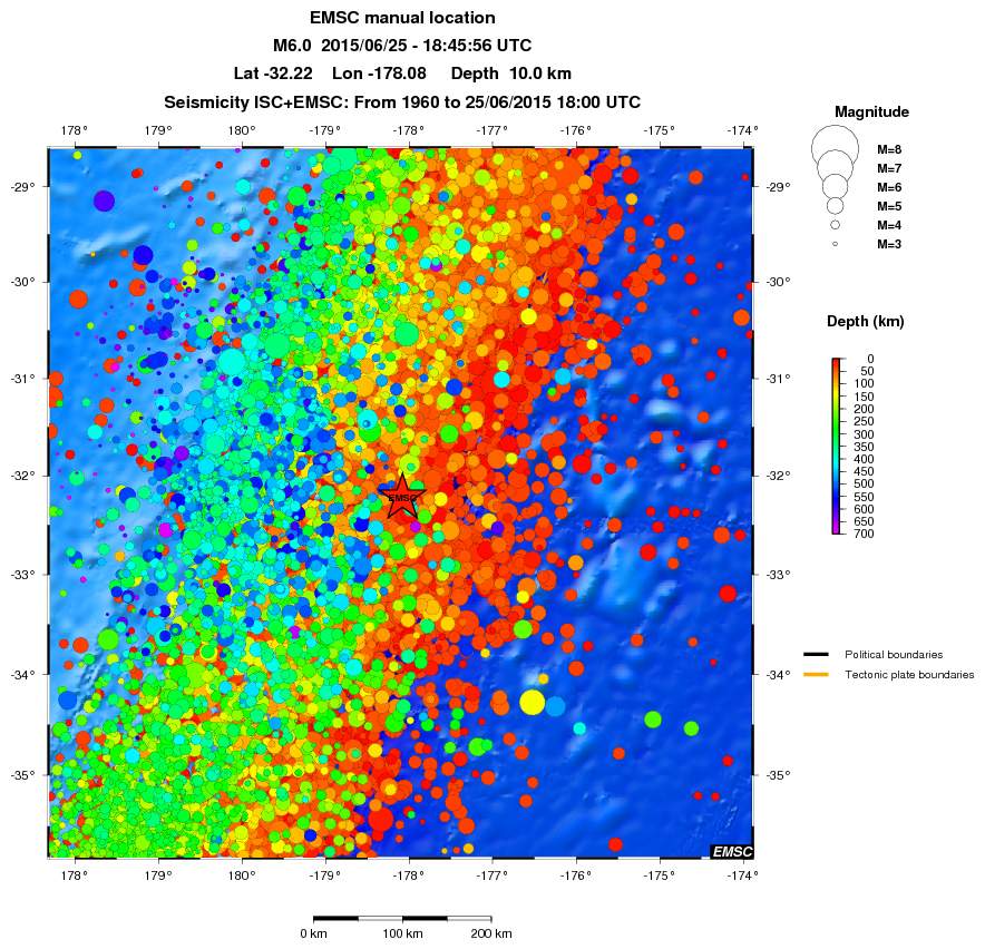 regional depth historical seismicity