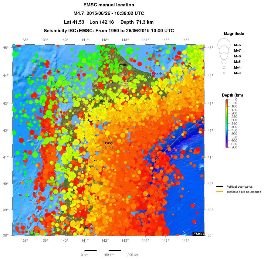 regional depth historical seismicity