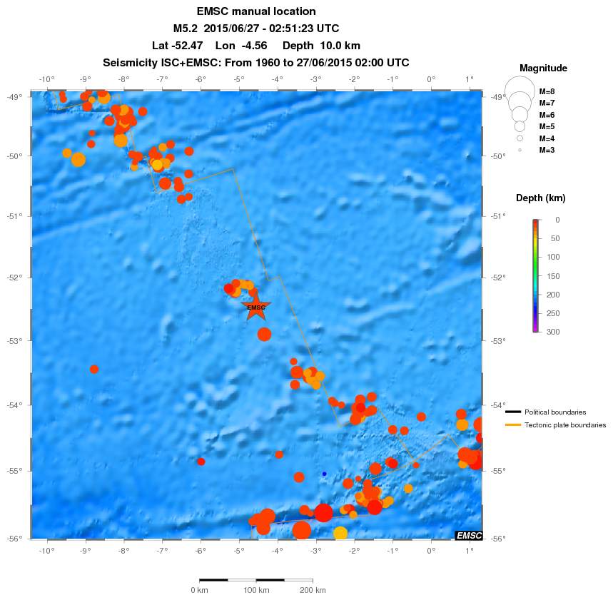 regional depth historical seismicity