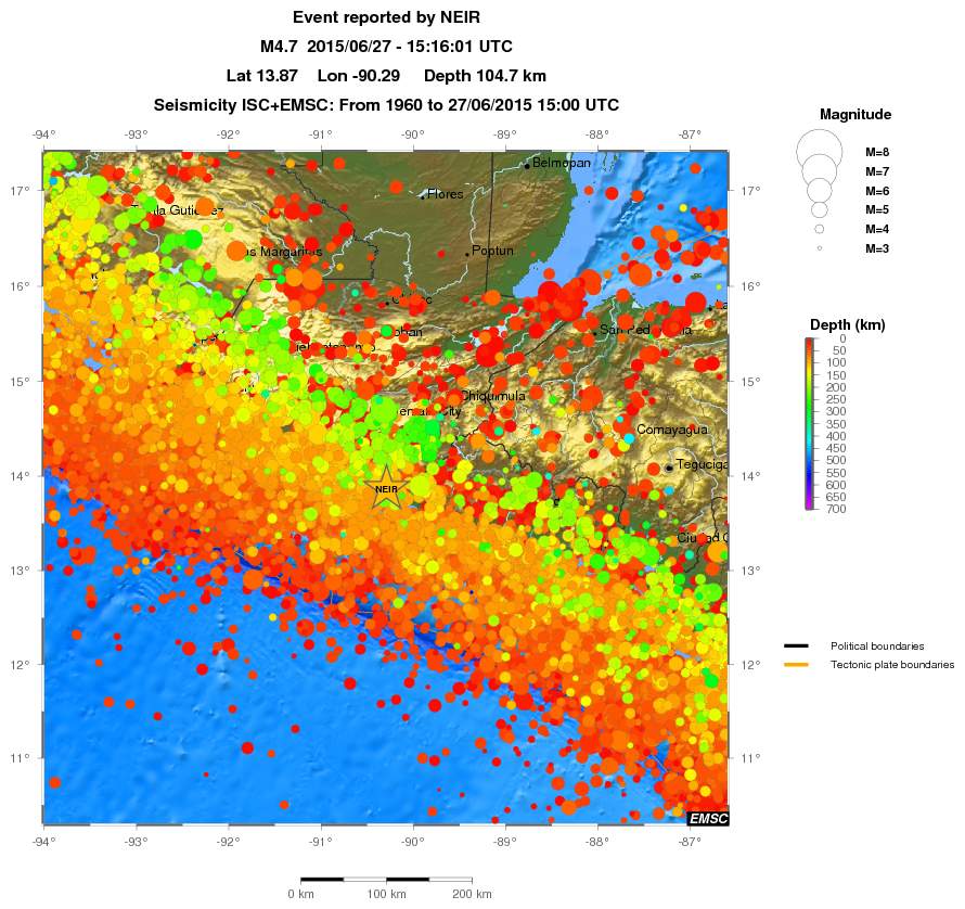 regional depth historical seismicity