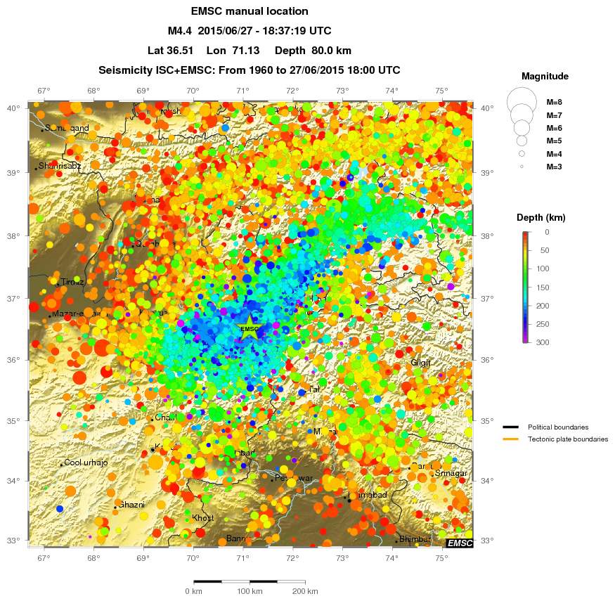 regional depth historical seismicity