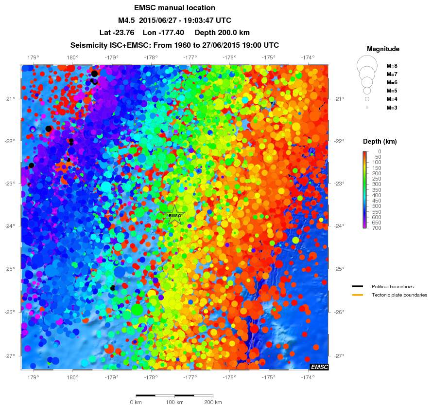 regional depth historical seismicity