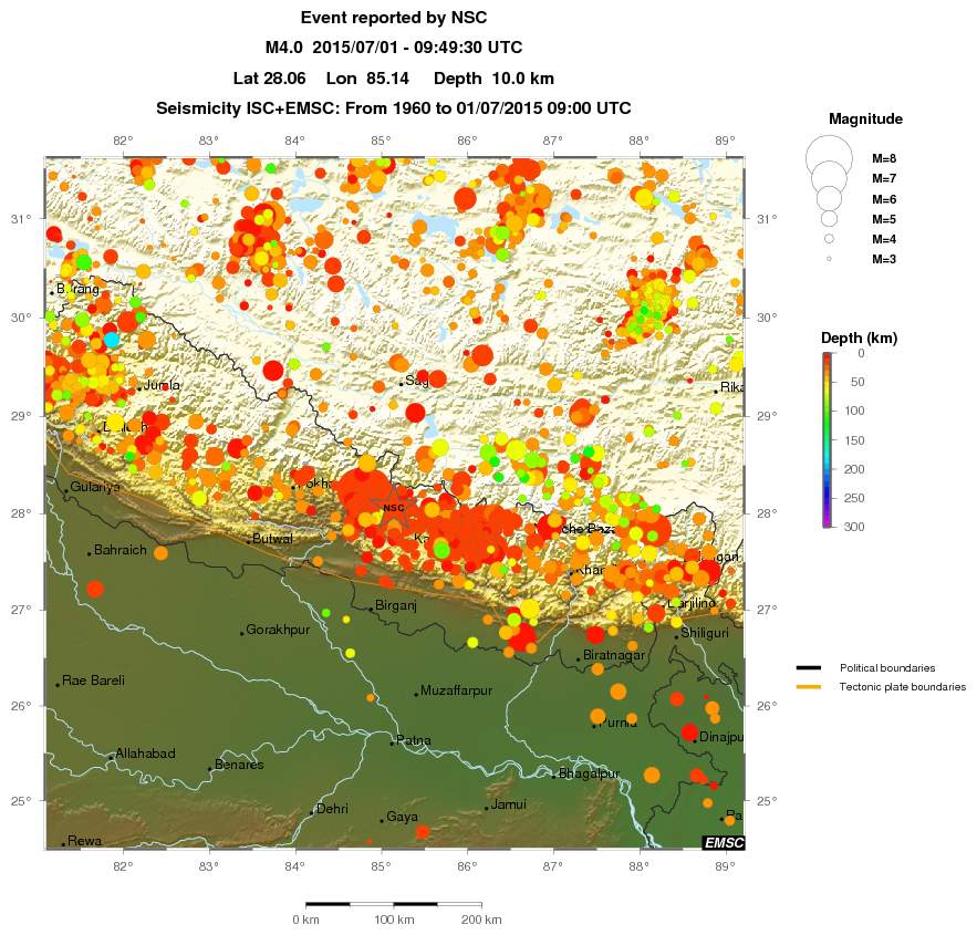 regional depth historical seismicity