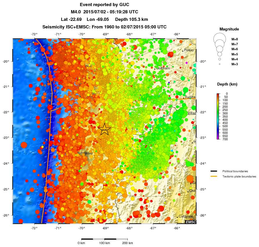 regional depth historical seismicity
