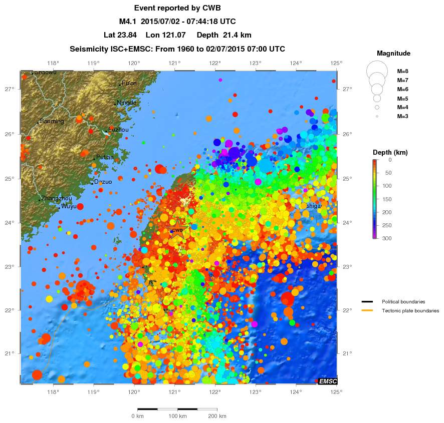 regional depth historical seismicity
