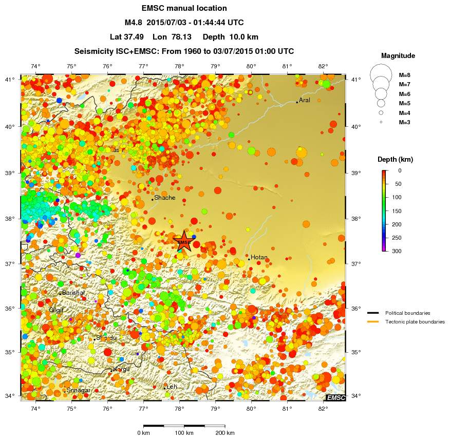regional depth historical seismicity