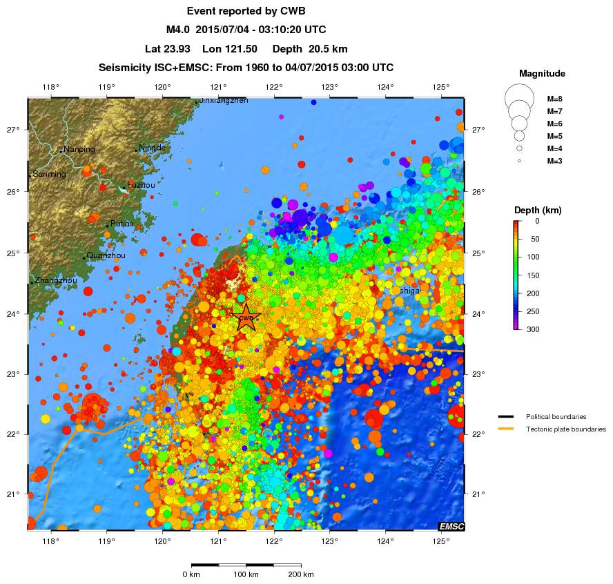 regional depth historical seismicity