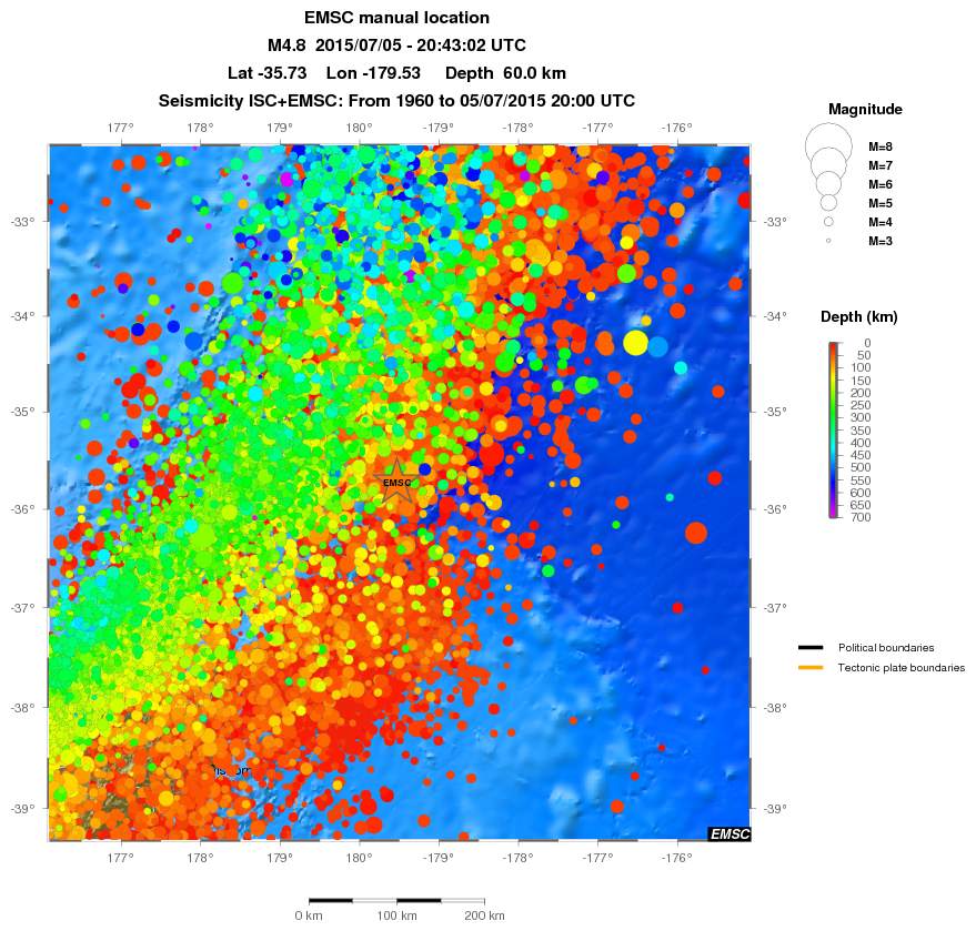 regional depth historical seismicity