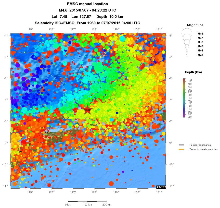 regional depth historical seismicity
