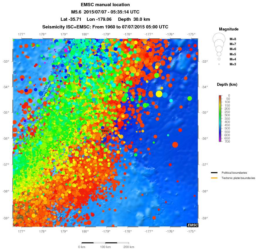 regional depth historical seismicity