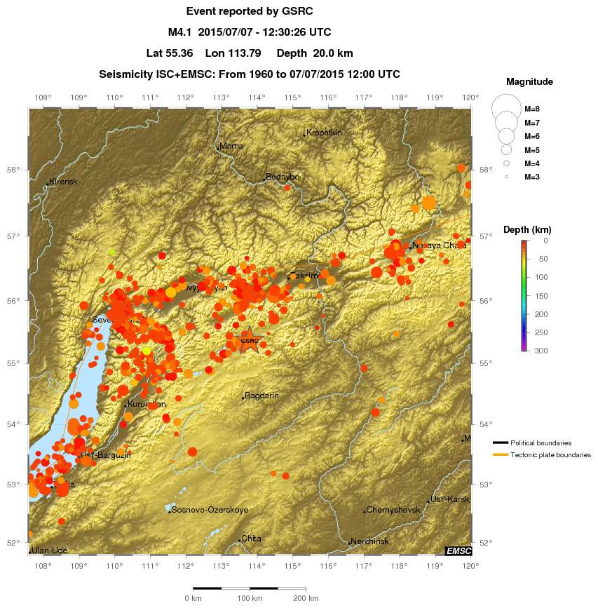 regional depth historical seismicity