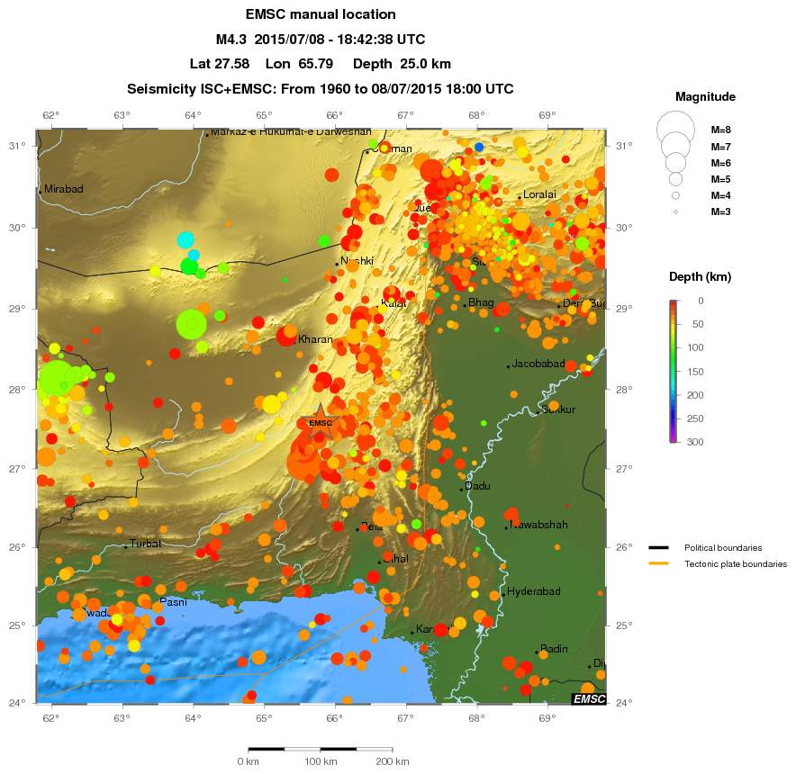 regional depth historical seismicity