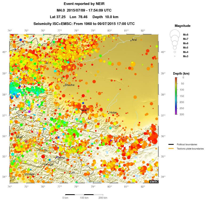 regional depth historical seismicity