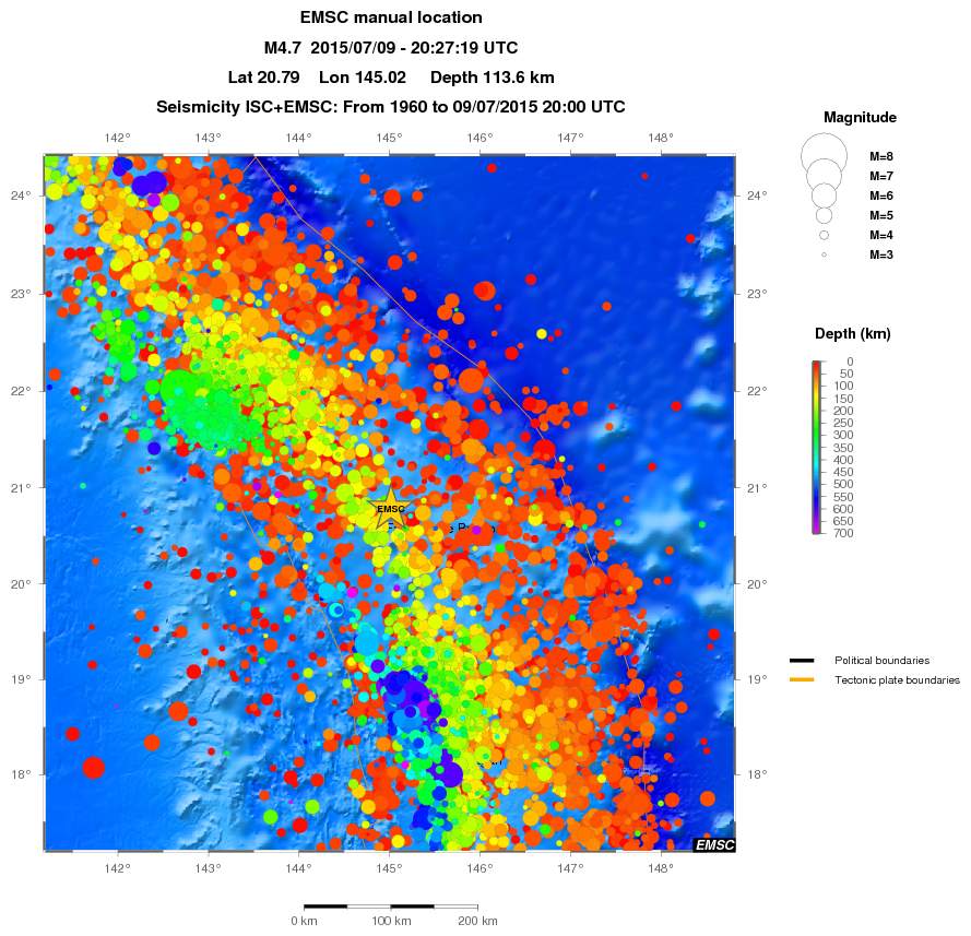 regional depth historical seismicity
