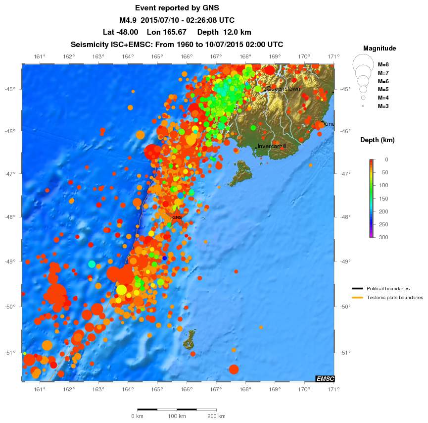 regional depth historical seismicity