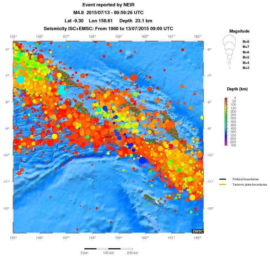 regional depth historical seismicity