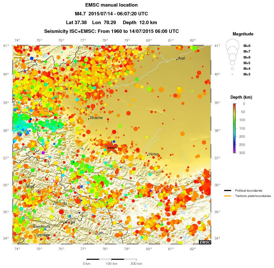 regional depth historical seismicity