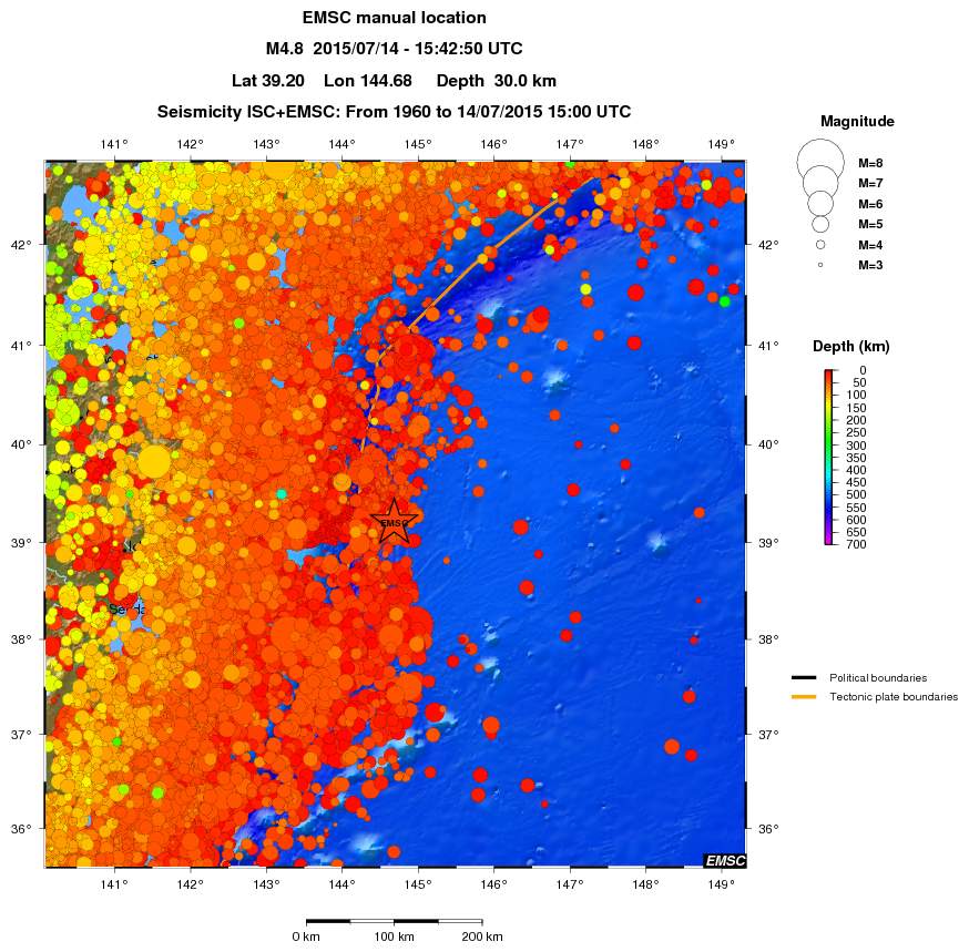 regional depth historical seismicity