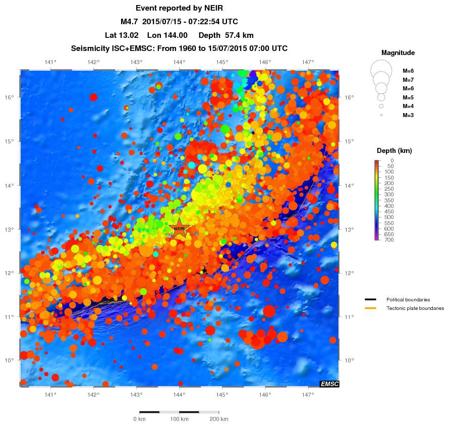 regional depth historical seismicity