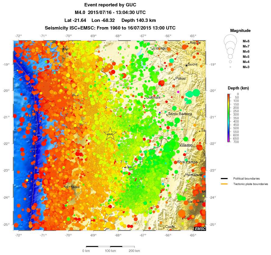 regional depth historical seismicity