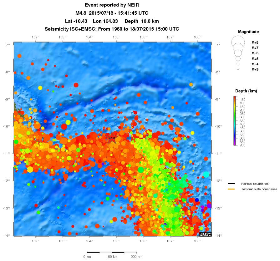 regional depth historical seismicity
