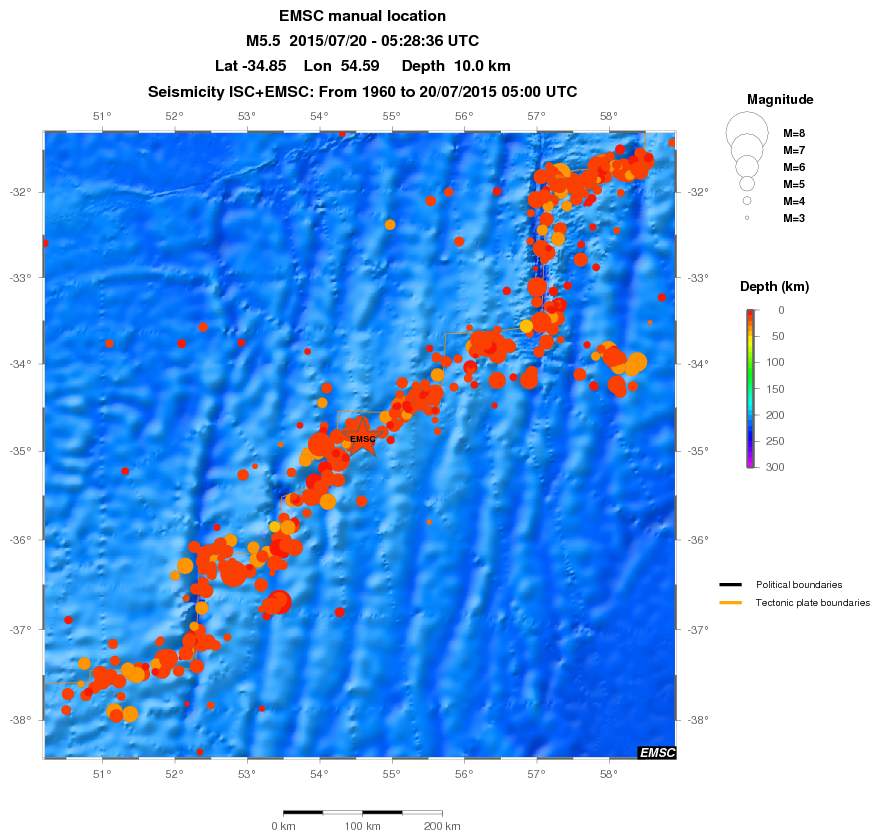 regional depth historical seismicity