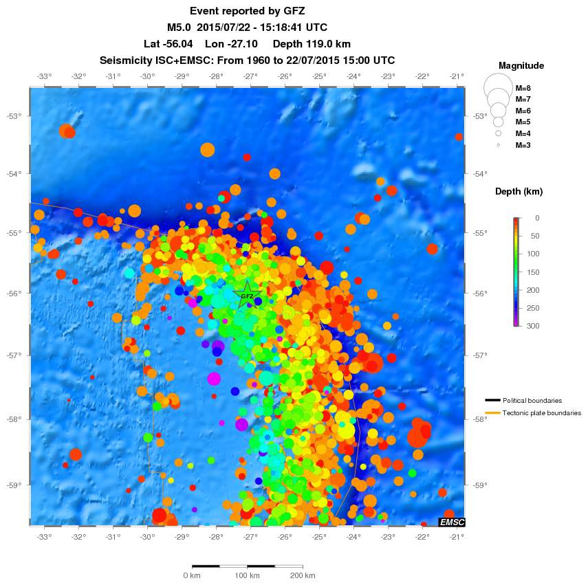 regional depth historical seismicity