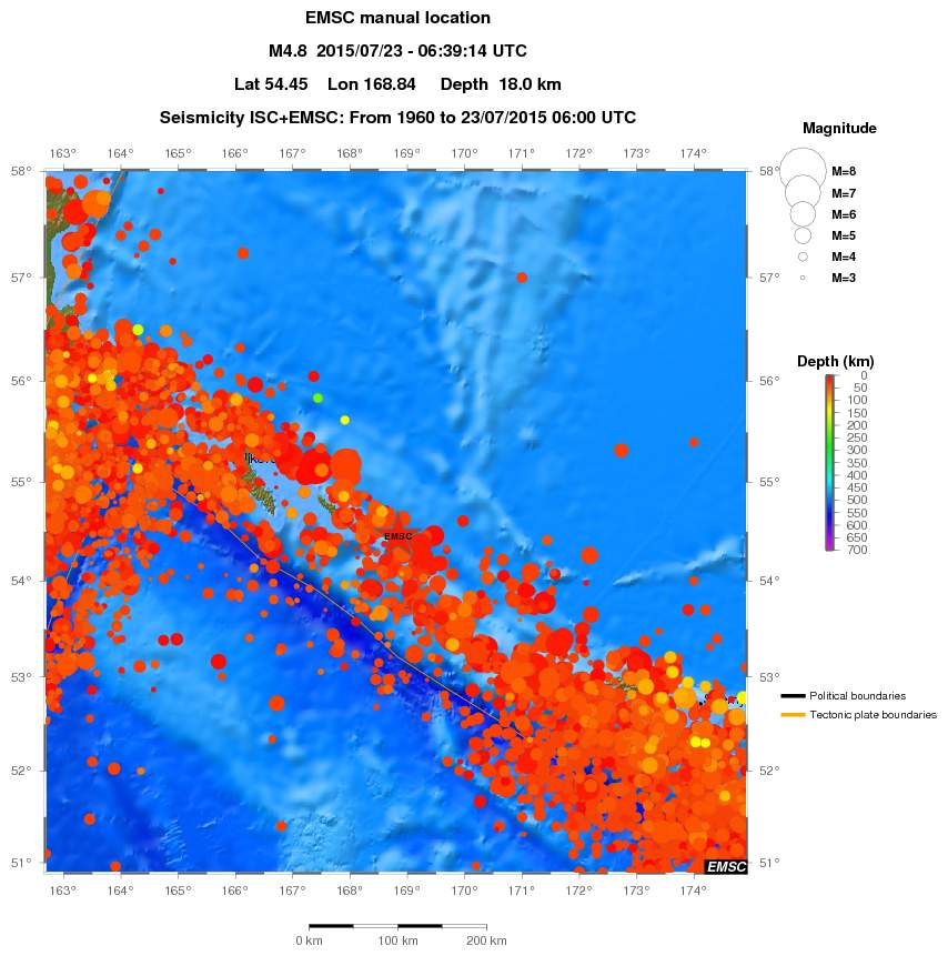 regional depth historical seismicity