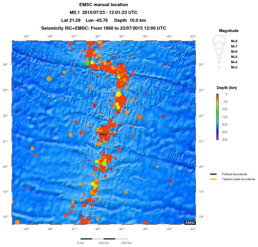 regional depth historical seismicity