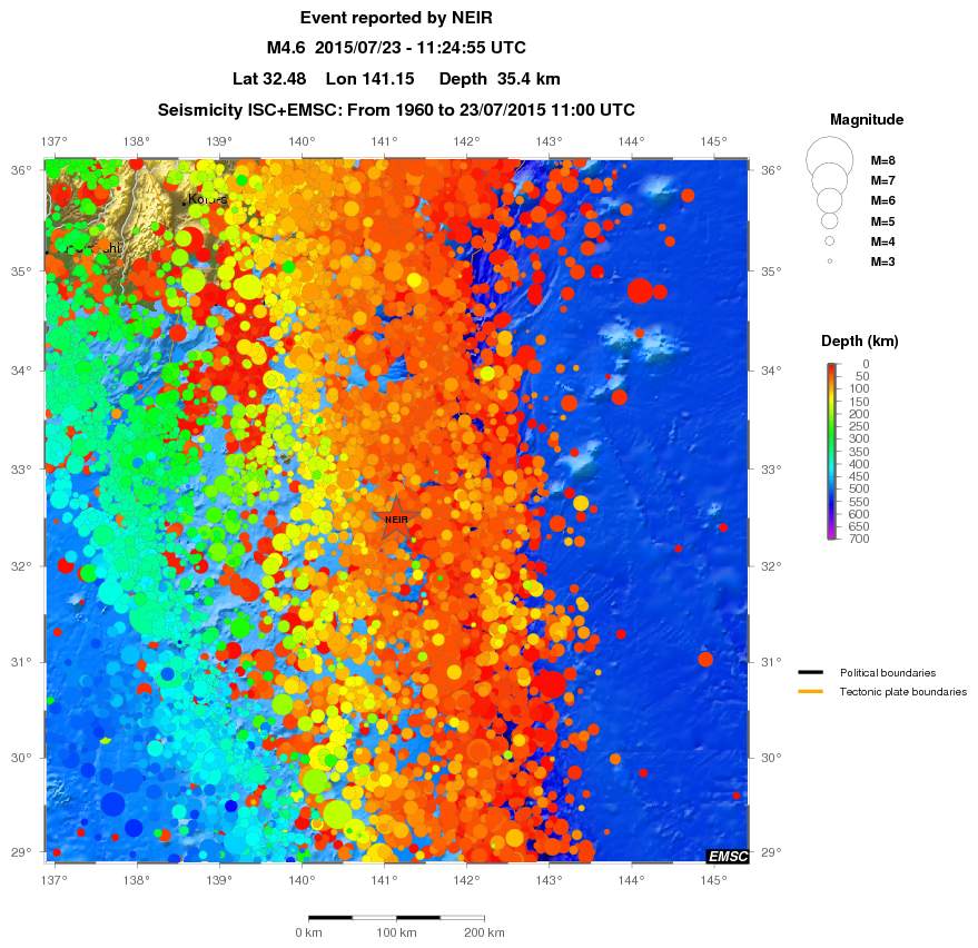 regional depth historical seismicity