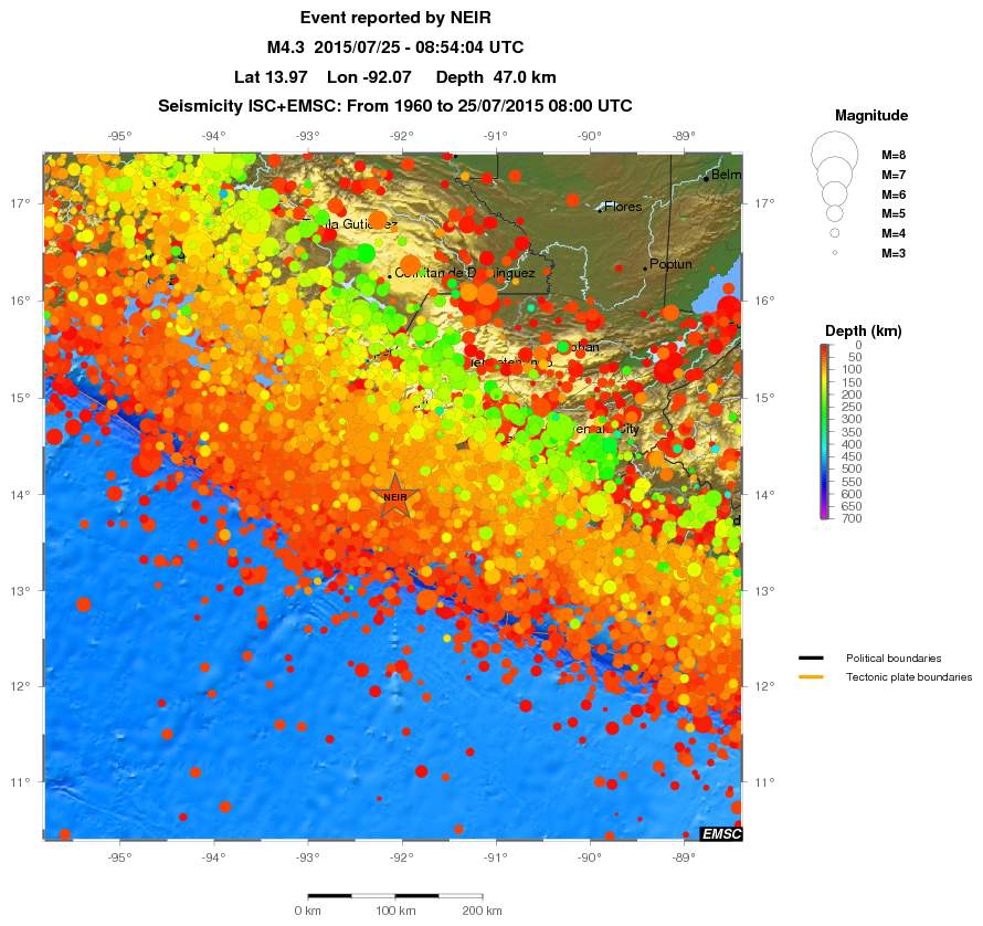 regional depth historical seismicity