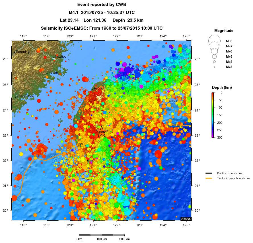 regional depth historical seismicity