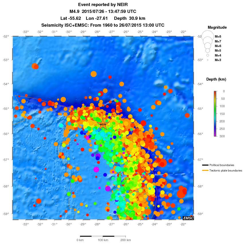 regional depth historical seismicity