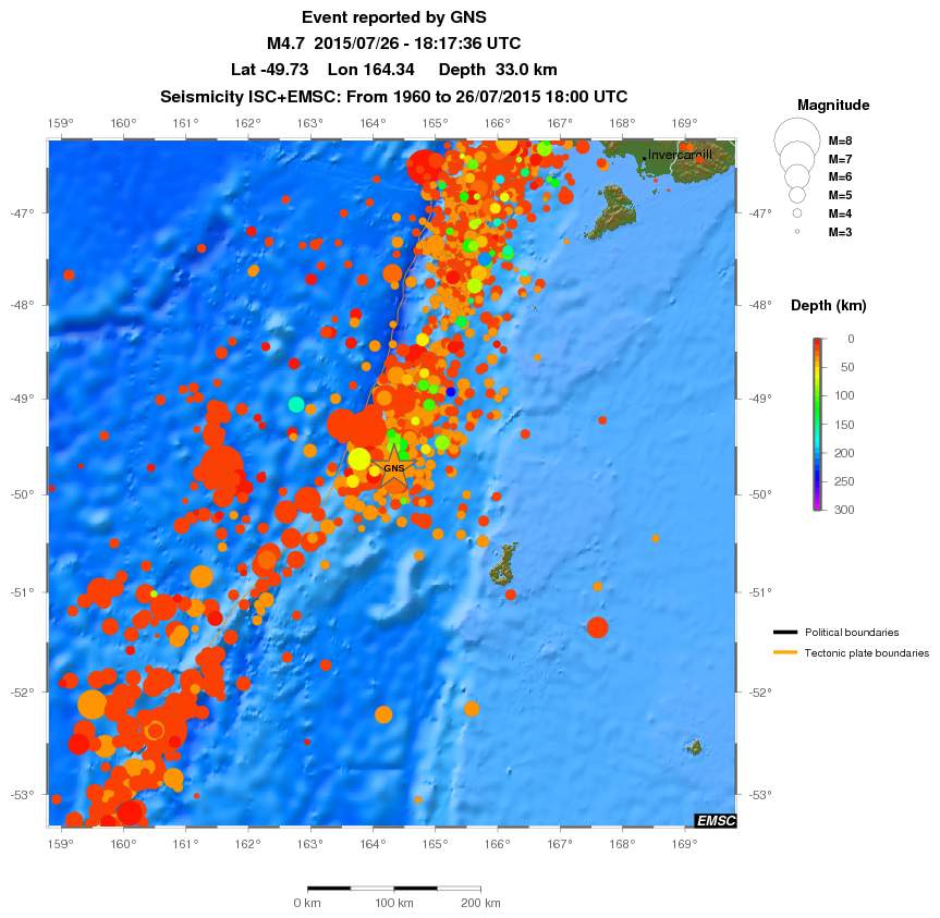 regional depth historical seismicity