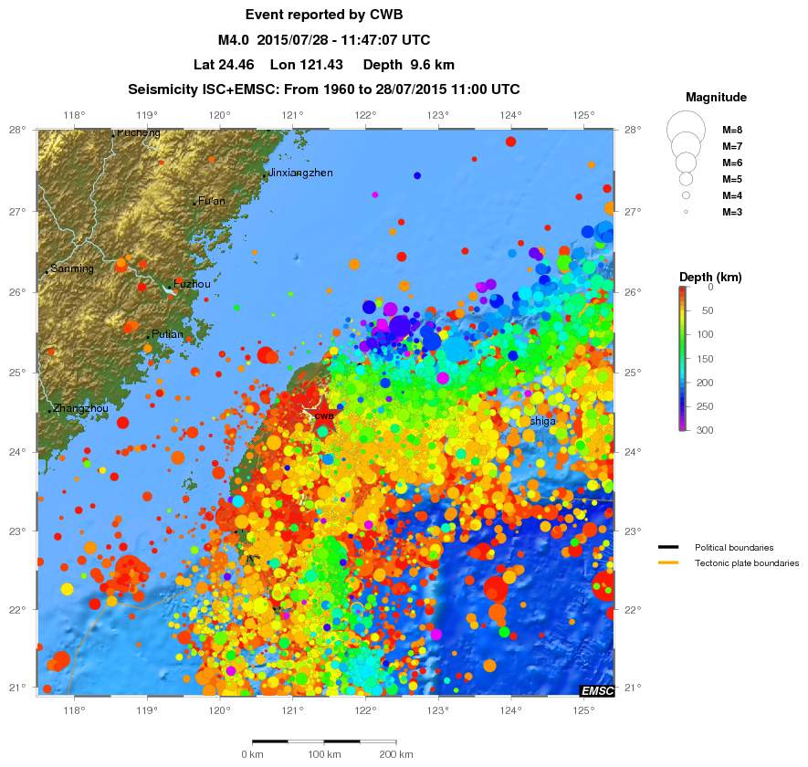 regional depth historical seismicity