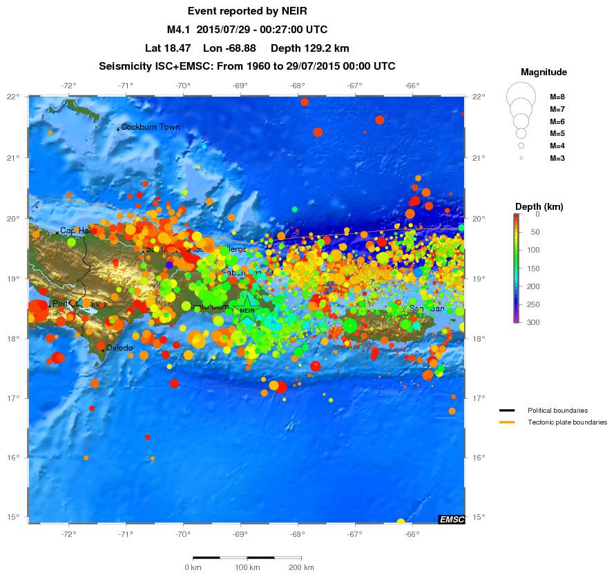 regional depth historical seismicity