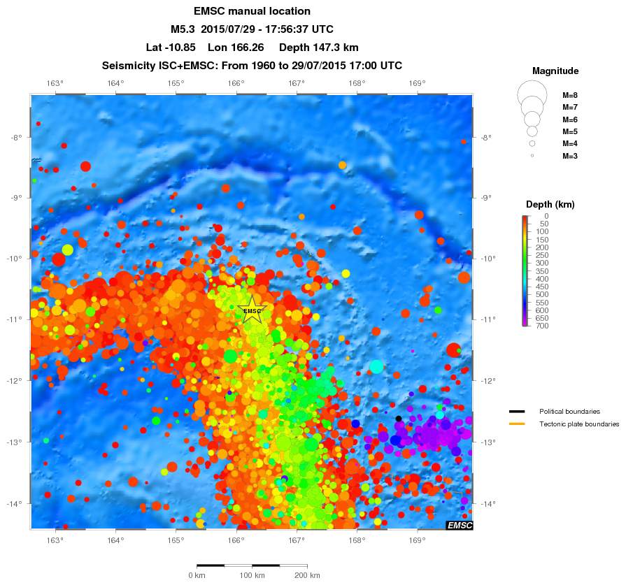 regional depth historical seismicity