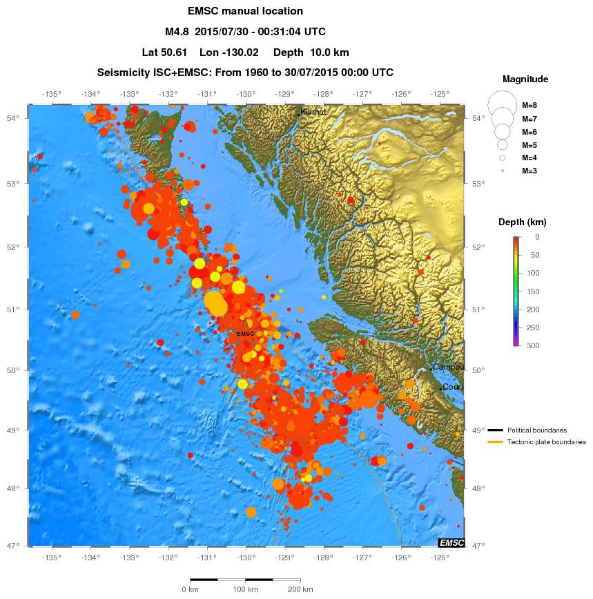 regional depth historical seismicity