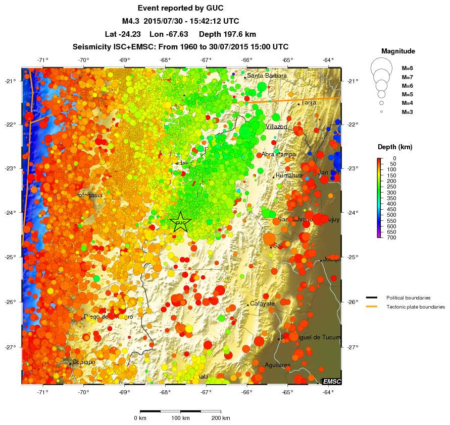 regional depth historical seismicity