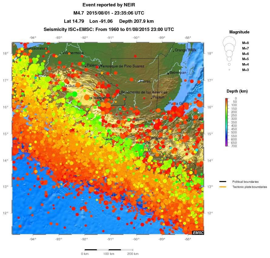 regional depth historical seismicity