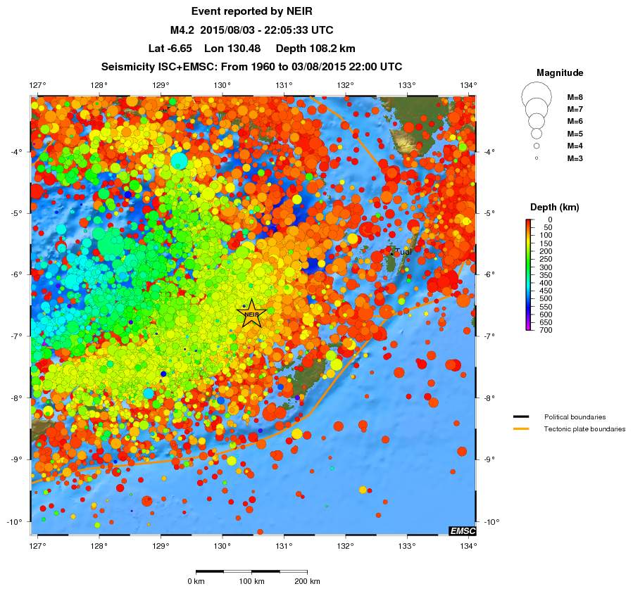 regional depth historical seismicity