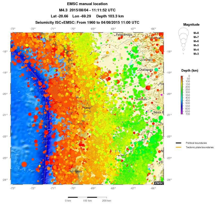 regional depth historical seismicity